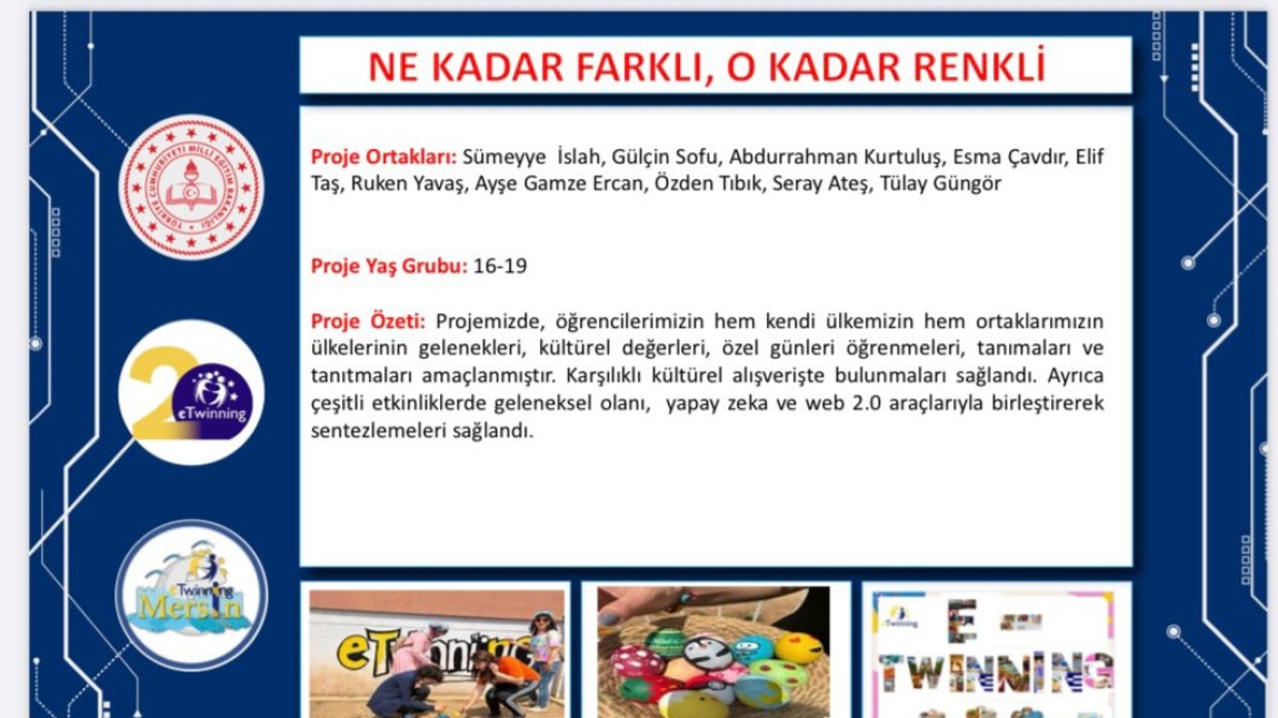 NE KADAR FARKLI , O KADAR RENKLİ ADLI PROJEMİZ eTWINNING DERGİSİNDE